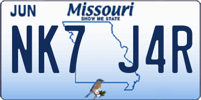 MO license plate NK7J4R