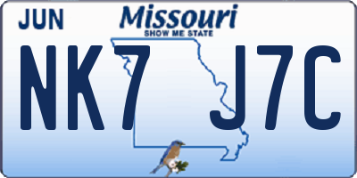 MO license plate NK7J7C
