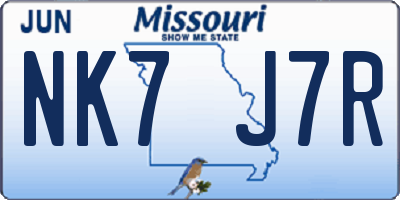 MO license plate NK7J7R