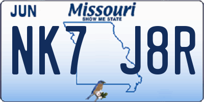 MO license plate NK7J8R