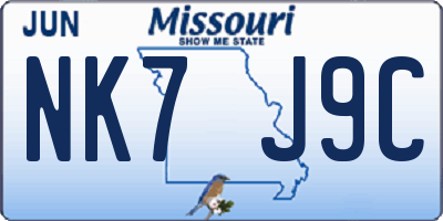 MO license plate NK7J9C