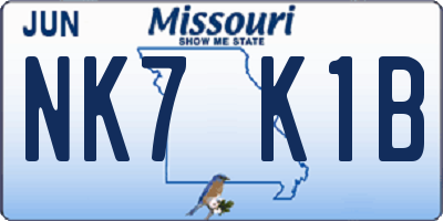 MO license plate NK7K1B