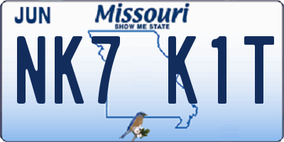 MO license plate NK7K1T
