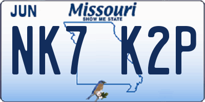 MO license plate NK7K2P