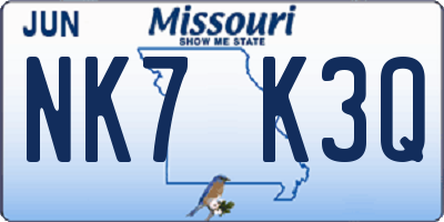 MO license plate NK7K3Q