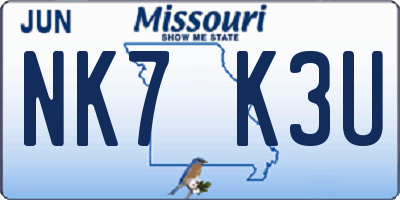 MO license plate NK7K3U