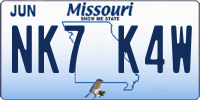 MO license plate NK7K4W