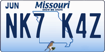 MO license plate NK7K4Z