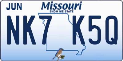 MO license plate NK7K5Q