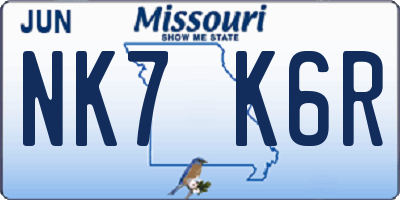 MO license plate NK7K6R
