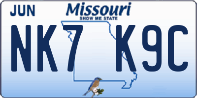 MO license plate NK7K9C