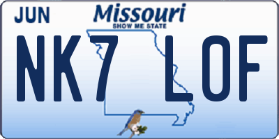 MO license plate NK7L0F