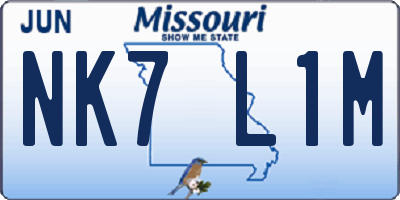 MO license plate NK7L1M