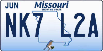 MO license plate NK7L2A