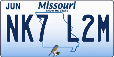 MO license plate NK7L2M