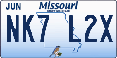 MO license plate NK7L2X