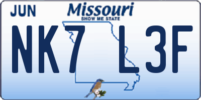 MO license plate NK7L3F