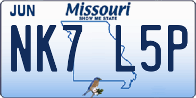 MO license plate NK7L5P
