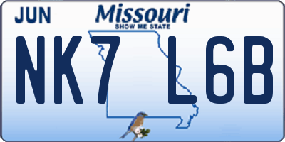 MO license plate NK7L6B