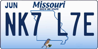 MO license plate NK7L7E