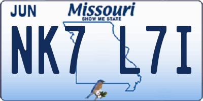 MO license plate NK7L7I