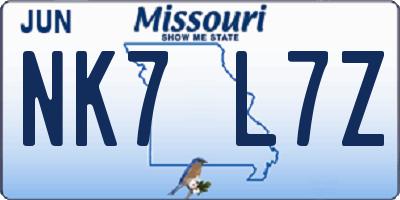 MO license plate NK7L7Z