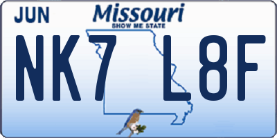MO license plate NK7L8F