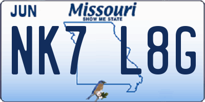 MO license plate NK7L8G