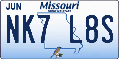 MO license plate NK7L8S