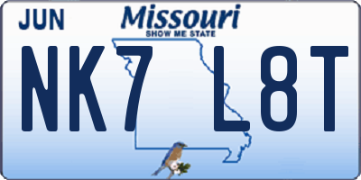 MO license plate NK7L8T