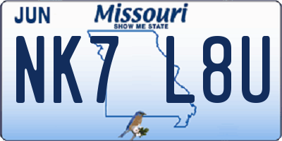 MO license plate NK7L8U