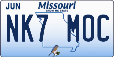 MO license plate NK7M0C