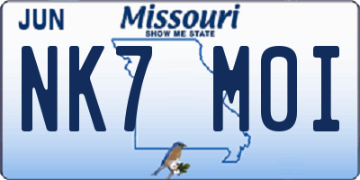 MO license plate NK7M0I