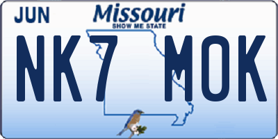 MO license plate NK7M0K