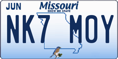 MO license plate NK7M0Y