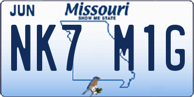 MO license plate NK7M1G