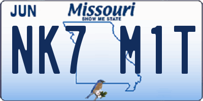 MO license plate NK7M1T