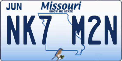 MO license plate NK7M2N