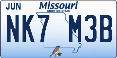 MO license plate NK7M3B
