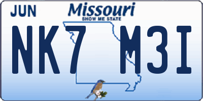 MO license plate NK7M3I