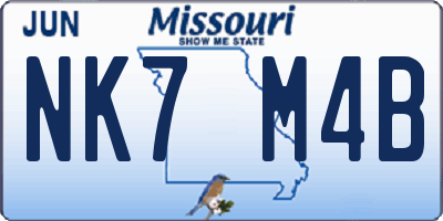 MO license plate NK7M4B