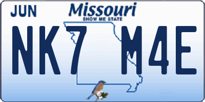 MO license plate NK7M4E