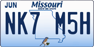 MO license plate NK7M5H