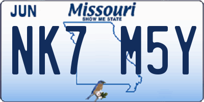 MO license plate NK7M5Y