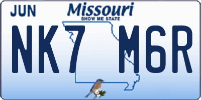 MO license plate NK7M6R