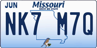 MO license plate NK7M7Q