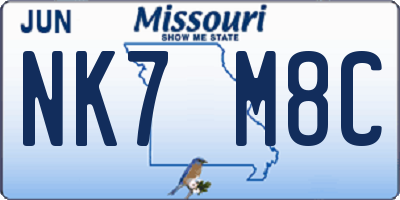 MO license plate NK7M8C