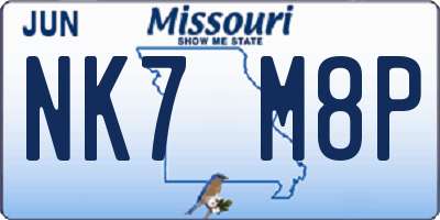 MO license plate NK7M8P