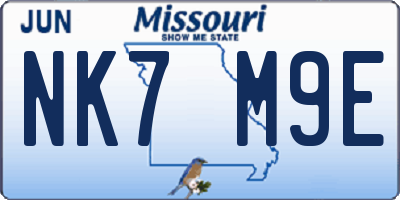 MO license plate NK7M9E