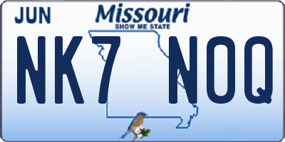 MO license plate NK7N0Q